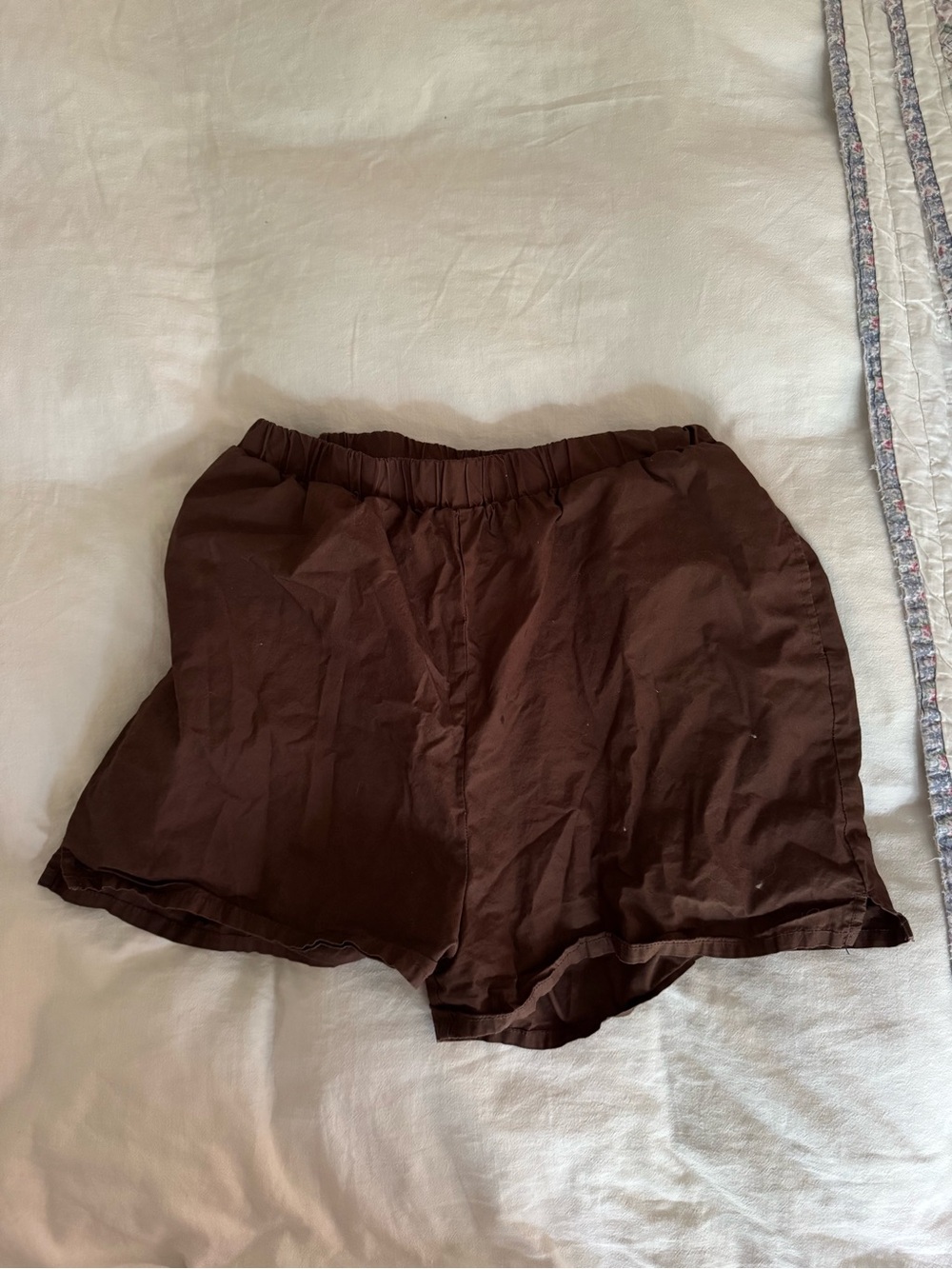 ASOS Dark Brown High Waist Elastic Shorts